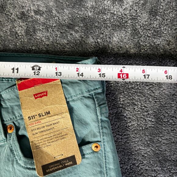 Levi’s Jeans 511 Slim 30x32 Teal Green Eco Ease Stretch Denim NWT New - Picture 8 of 13